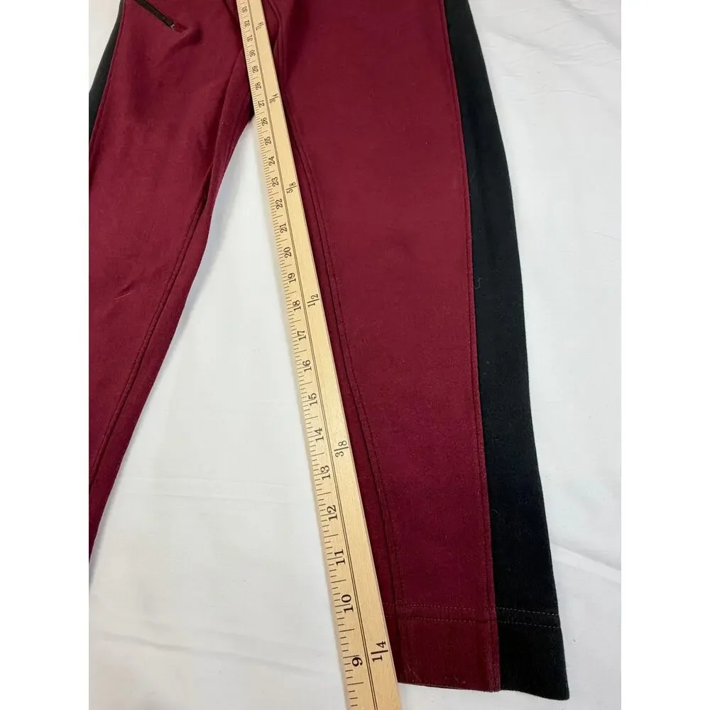 Nike Mens Small Jogger Pants Burgundy Black Tapered Zip Pocket Swoosh Athletic